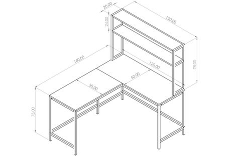 ARPELİA L ÇALIŞMA MASASI, ANTRASİT, 140 CM