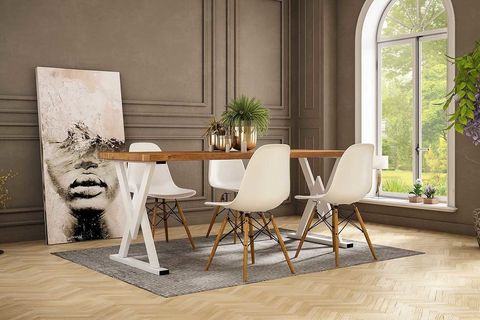 WOODESK ELİTS MASİF TİK RENK 200X70 SANDALYELİ MASA TAKIMI CPT7374-200