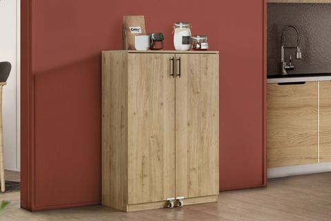 BLESK KÜÇÜK ERZAK KİLER MUTFAK DOLABI, CEVİZ, 2 KAPAKLI