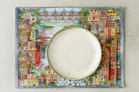 ŞEHİR MANZARASI PAMUKLU DÖRT ADET AMERİKAN SERVİSİ