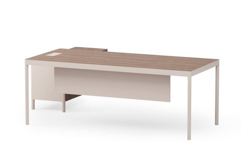 LESS ETAJERLİ OFİS MASASI, CEVİZ, 200 CM