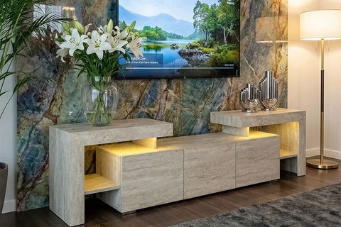 YAGMUR LEDLİ TV ÜNİTESİ, AÇIK KAHVERENGİ, 200 CM