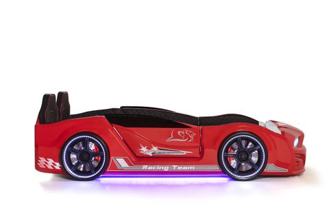 MUSTANG ARABALI FULL LEDLİ KUMANDALI MÜZİKLİ YATAK KIRMIZI