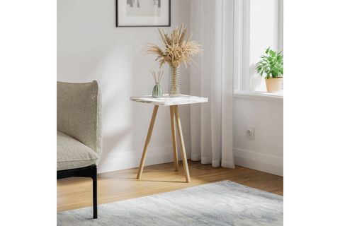 KOZİ KARE AHŞAP AYAKLI YAN SEHPA, BEJ