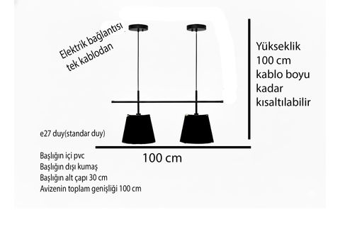 ESMER MİMARİ TASARIM SİYAH AVİZE, KREM KUMAŞ BAŞLIKLI