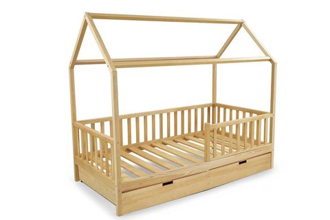 NATURKİDZ MONTESSORI ÇATILI KARYOLA,  ÇEKMECELİ, MASİF, 90X190