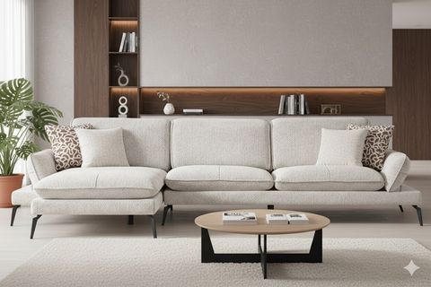 COSY KÖŞE KOLTUK, METAL AYAK, SOL KÖŞE, KIRIK BEYAZ