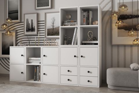LEKSA 6 KAPAKLI ÇEKMECELİ KİTAPLIK 165 CM BEYAZ KTP-1441-Ç