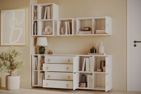 BK ÇOK AMAÇLI DOLAP, 4 KAPAKLI 4 ÇEKMECELİ, KBR