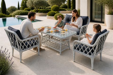 AHLAT MİNİ 4 KİŞİLİK RATTAN BALKON TAKIMI, GRİ