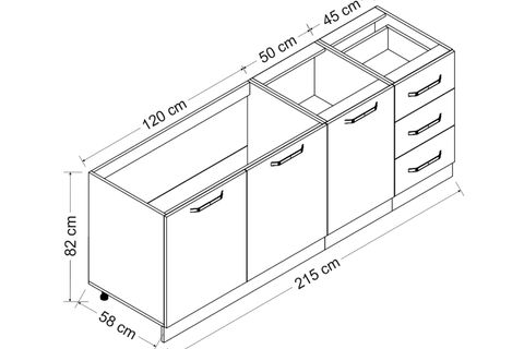 MİNAR 215 CM MUTFAK DOLABI BEYAZ DORE 215-D2-ALT MODÜL