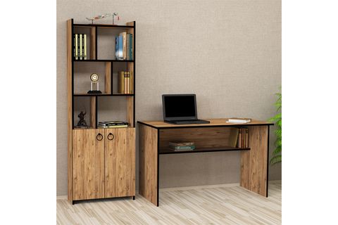 KALENDER DEKOR ELLEN MAYRA BİLGİSAYAR VE ÇALIŞMA MASASI TAKIMI, CEVİZ, 120 CM, ELM04