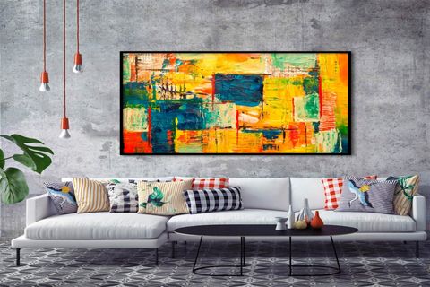 TABLOLIFE E VERDHE YAĞLI BOYA DOKULU TABLO, SİYAH ÇERÇEVE, 60X90