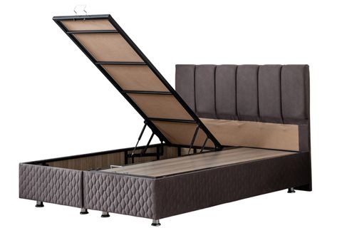 TETRA BAZA BAŞLIK VE YATAK SETİ, ANTRASİT GRİ, 180X200