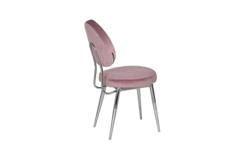 BEAD SANDALYE, PEMBE KUMAŞ KROM AYAK