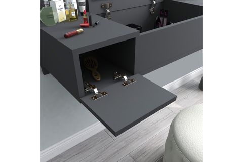 ZAKKUM RAFLI AYNALI DUVARA MONTE  MAKYAJ MASASI, ANTRASİT