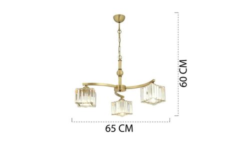 APLİQA RİMA 3 KOLLU KRİSTAL TAŞLI AVİZE, ESKİTME