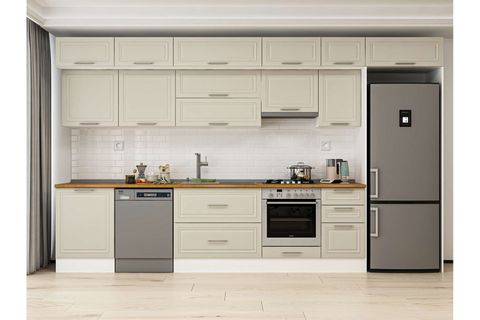 ALVİNKA 395X240 CM KLASİK MEBRAN MUTFAK DOLABI, MB E90S60S45 1 MEBRAN KUMTAŞI MDF