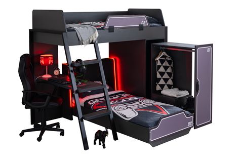 GAMER LEDLİ DOLAPLI MASALI RANZA, ANTRASİT