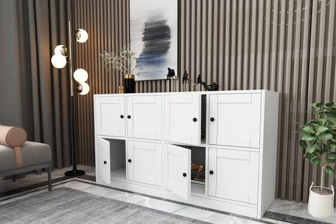 ASLI KONSOL KNS-1019, DOLAPLI, BEYAZ, 130 CM