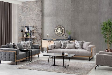 LOFT GALA KOLTUK TAKIMI, GRİ, SİYAH AYAK