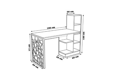 ELEKTRA KİTAPLIKLI ÇALIŞMA MASASI, ATLANTİK ÇAM SİYAH
