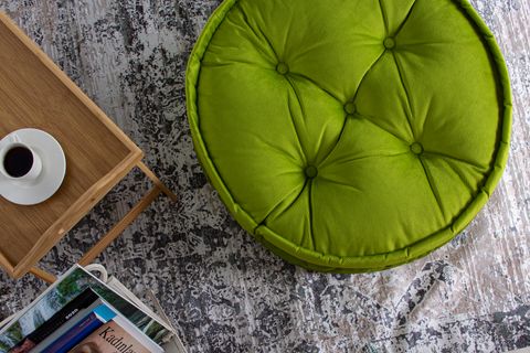 ASİA KADİFE DEKORATİF YUVARLAK MİNDER FISTIK YEŞİLİ