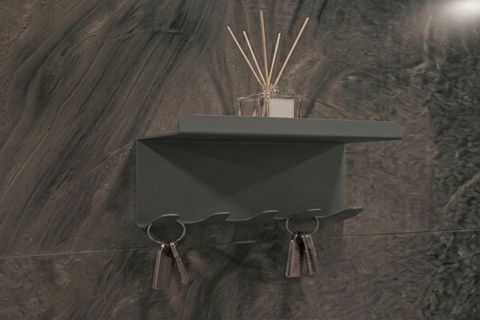 GALVANİZ METAL ANAHTARLIK RAF, CAM GRİ, 20X10X10 CM