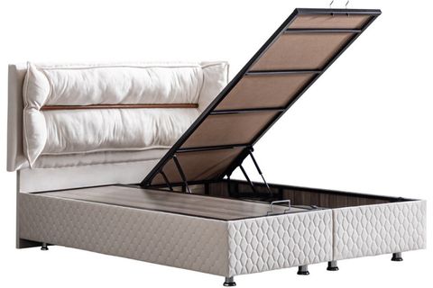 BARSELONA BAZA BAŞLIK VE REAL PEDLİ YATAK SETİ, KREM, 100X200