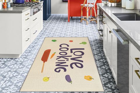 GARDENYA MUTFAK HALISI, TAVA BİBER PATLICAN DESENLİ LOVE COOKİNG SLOGANLI, 80X150