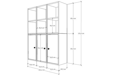 LEKSA 3 KAPAKLI RAFLI KİTAPLIK 97 CM BEYAZ KTP-1069-Ç
