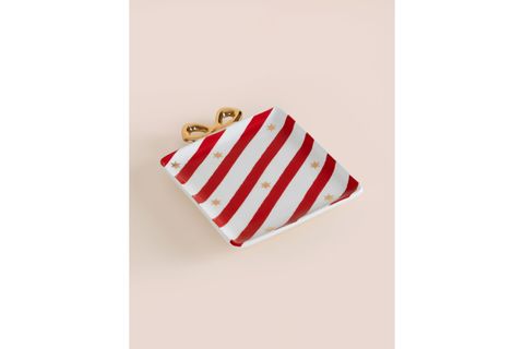 THE MİA FİYONK FİGÜRLÜ SERVİS TABAĞI BEYAZ ÇİZGİLİ 22X17CM