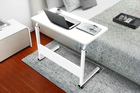 YÜKSEKLİK AYARLI ÇALIŞMA MASASI, BEYAZ TEKERLİ 80X40