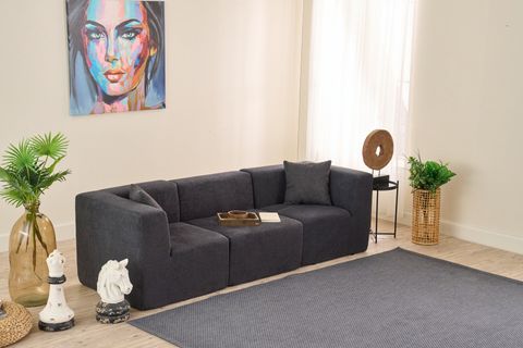 RAKS SERİSİ MODULER FULL SÜNGER ÜÇLÜ KANEPE, ANTRASİT