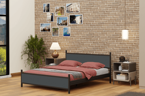 GM 305 MODERN ÇİFT KİŞİLİK METAL SİYAH ANTRASİT GRİ KARYOLA 140X190