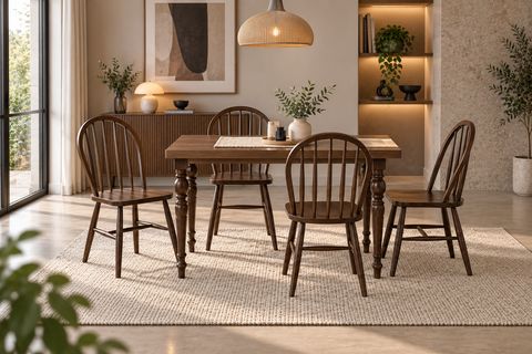 DAMLA COUNTRY MASA, AMERİKAN SANDALYE, CEVİZ, 125X80