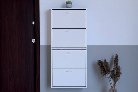 UMAY İKİLİ ASMA 72 CM 4 DÜŞER KAPAKLI AYAKKABILIK, BEYAZ