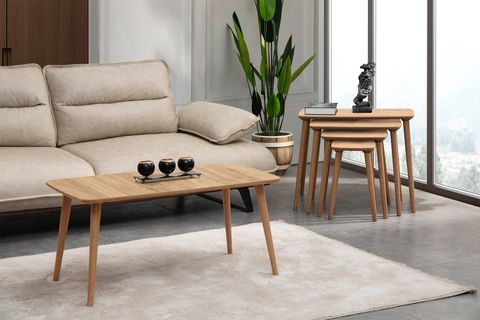 LUCİ DÖRTLÜ ZİGON SEHPA ORTA SEHPA SETİ, MEŞE