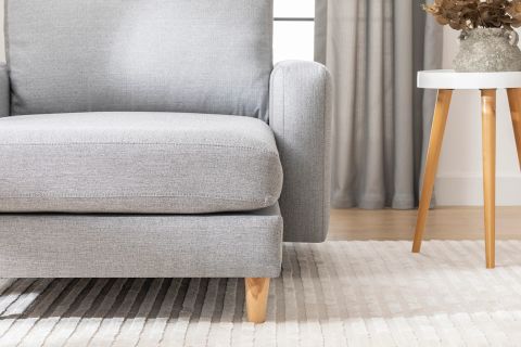 MERLİN DAYBED, İNCE KOL, NATUREL AYAK, KETEN KUMAŞ, GRİ