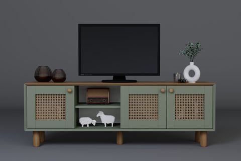 BOHEM SERİSİ NATURA PVC HASIR DESEN TV ÜNİTESİ, NATURA YEŞİL