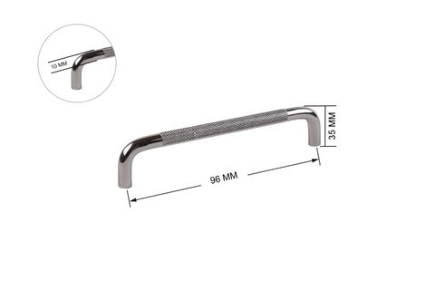 ZİRVE BİEN ALÜMİNYUM KULP, KROM, 96 MM