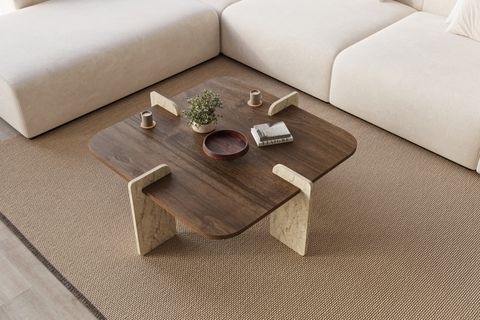 POALLA İSKANDİNAV BOHEM CEVİZ DESEN ORTA SEHPA, CEVİZ