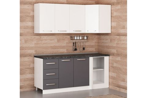 MİNAR 185CM KÖŞE MUTFAK DOLABI BEYAZ ANTRASİT K185A4