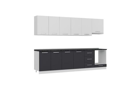 MİNAR  ELA 300 CM MUTFAK DOLABI BEYAZ ANTRASİT 300-A6