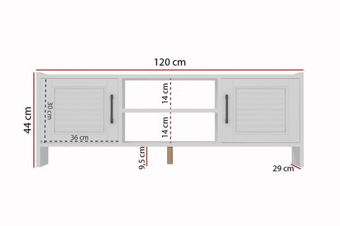 MOLDE RETRO VİNTAGE TARZ TV SEHPASI, BEYAZ