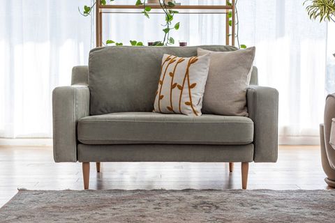 MODSY LOVESEAT TEKLİ KOLTUK, KADİFE, ÇAĞLA YEŞİLİ, AÇIK AHŞAP AYAK