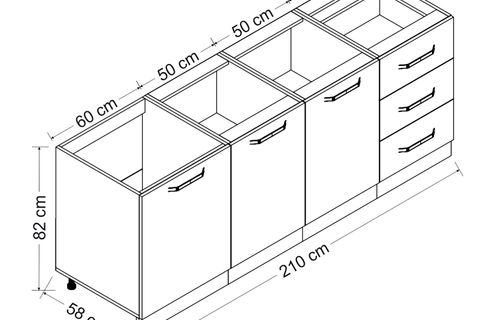 MİNAR 210 CM MUTFAK DOLABI BEYAZ DORE 210-D1-ALT MODÜL