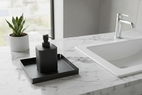 GALVANİZ METAL KARE BANYO TABLASI, CAM GRİ, 10102 CM