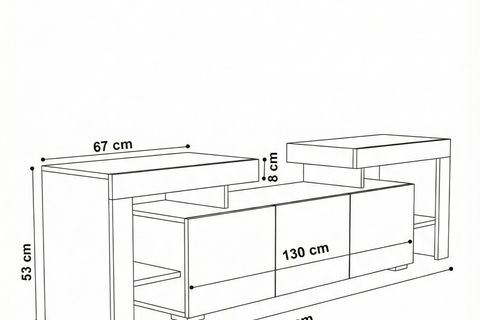 KALE LEDLİ TV ÜNİTESİ, BEYAZ, 200 CM