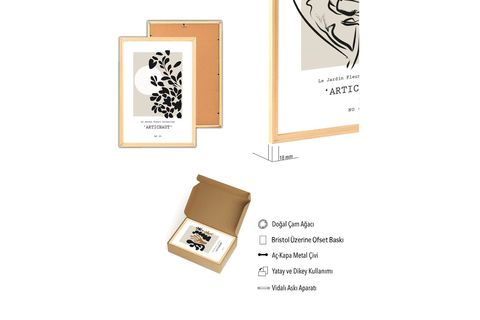 PREMİUM AHŞAP ÇERÇEVELİ ÜÇLÜ İSKANDİNAV BOHEM TABLO SETİ, SET3, 70X50